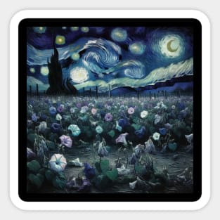 Enchanted Flower Garden Night: Morning Glory Starry Floral Sticker